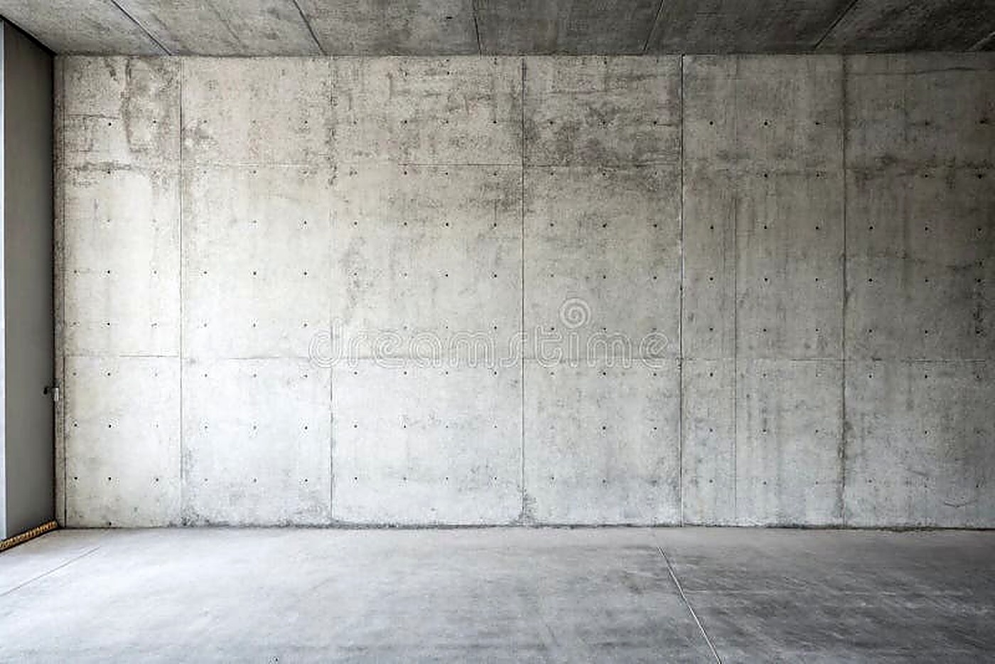 Finished concrete wall and slab with a clean, uniform surface
